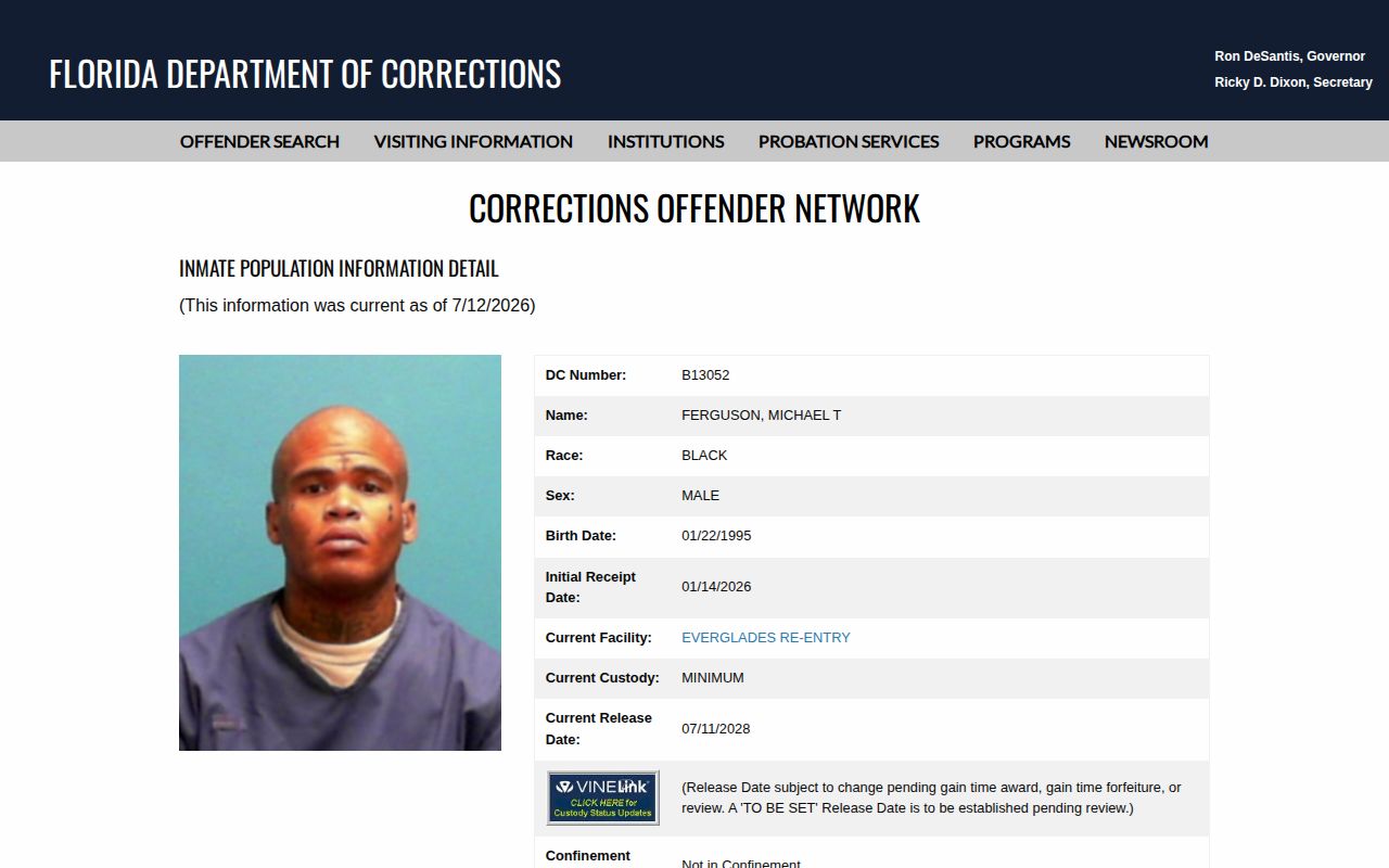 Escambia County projected release date Current Release Date field