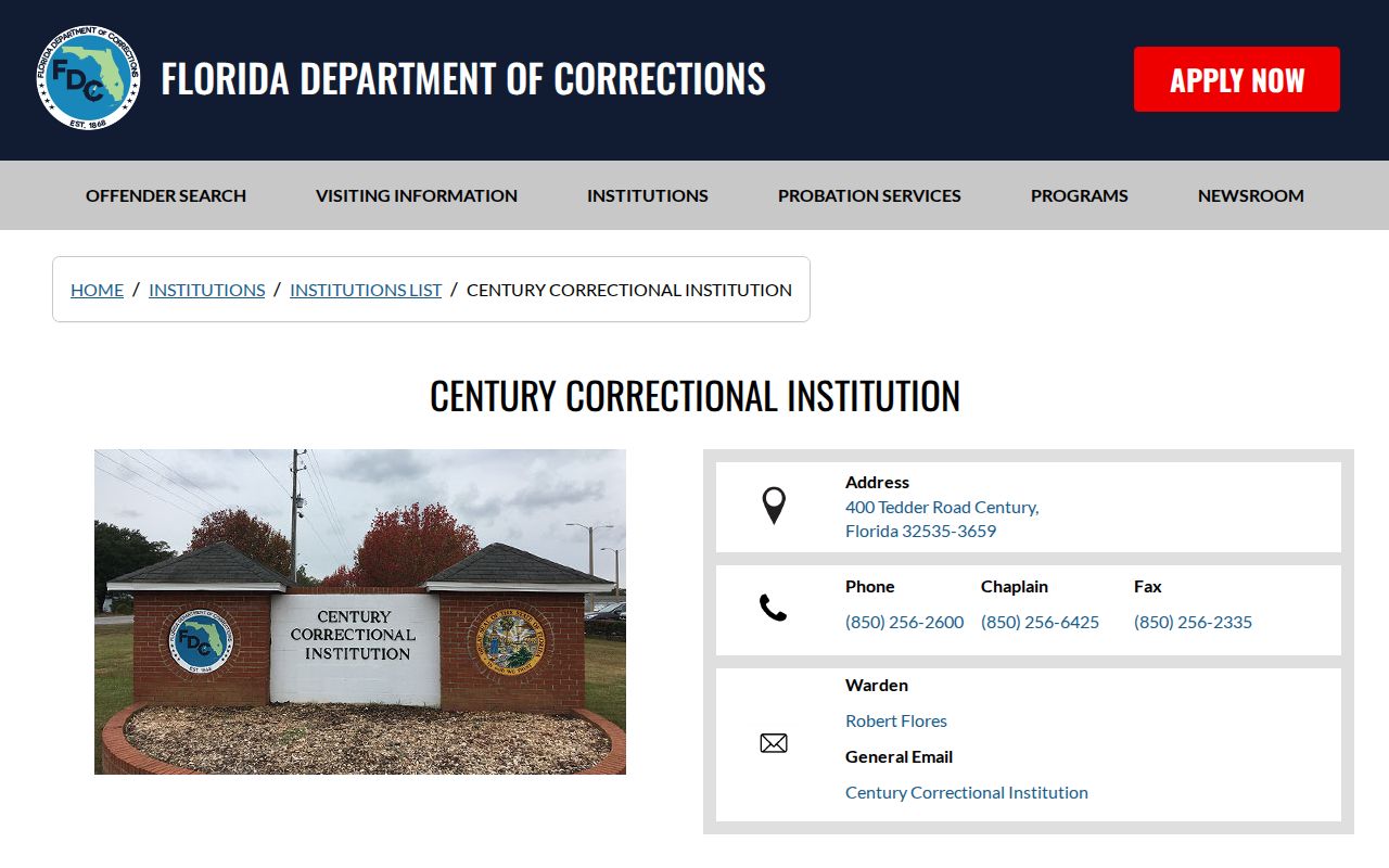 Century Correctional Institution and FDC satellite release locations