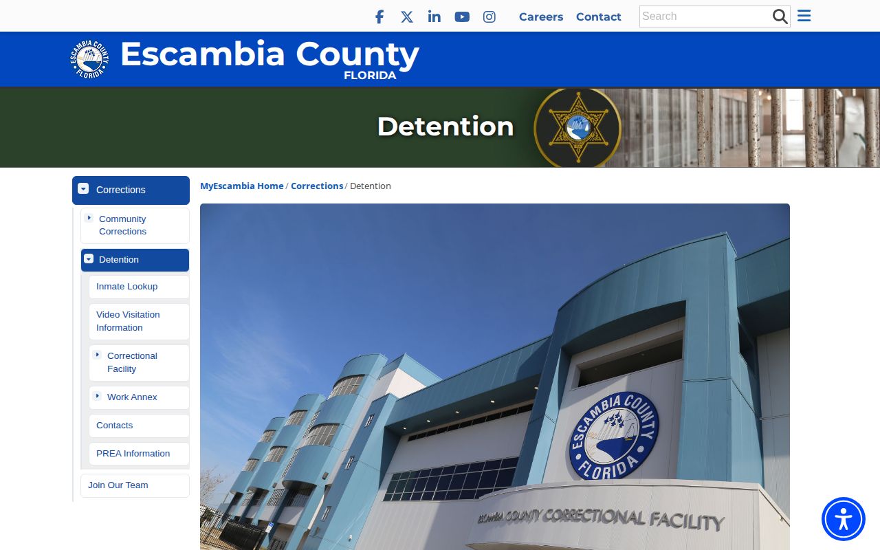 Escambia County overflow detention information involving Walton County Jail