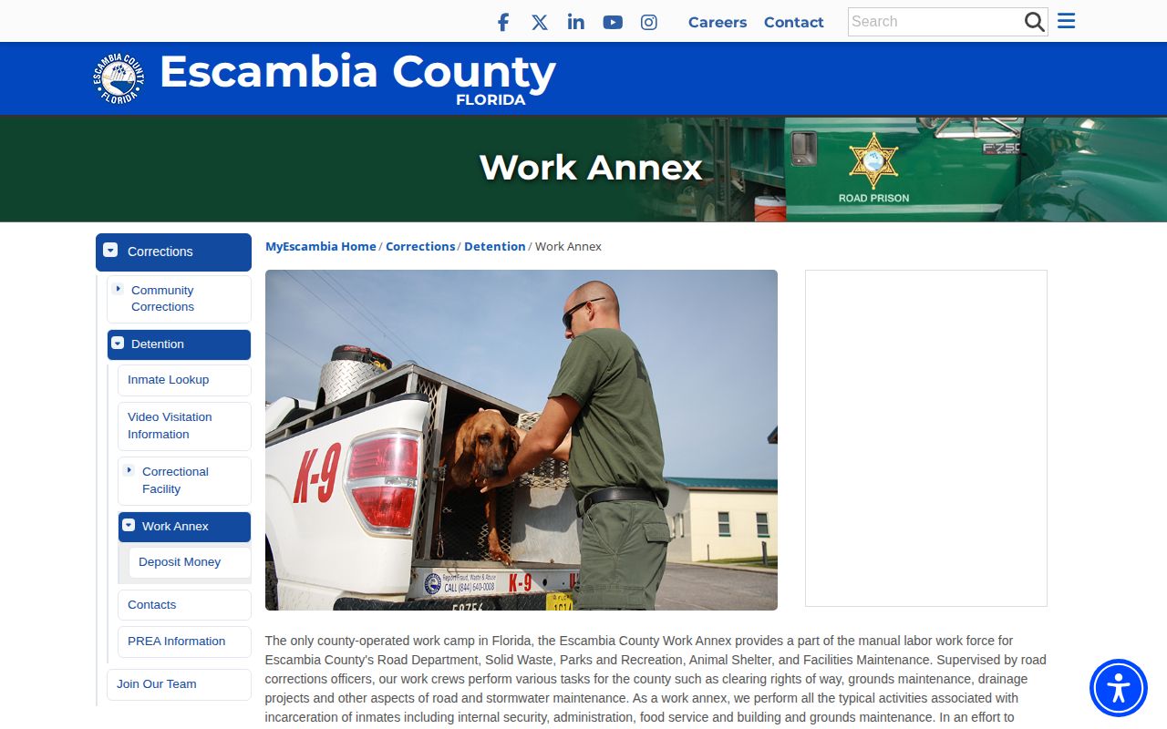 Escambia County Work Annex facility and release program information